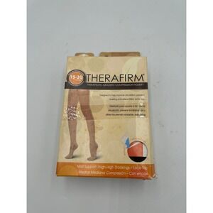 Therafirm 15-20 mmHg Compression ThighHigh Stockings Lace Top Sand Large TH68452